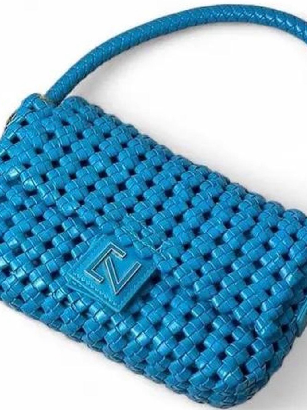 Woven Blue Shoulder Bag - Women's Handbag
